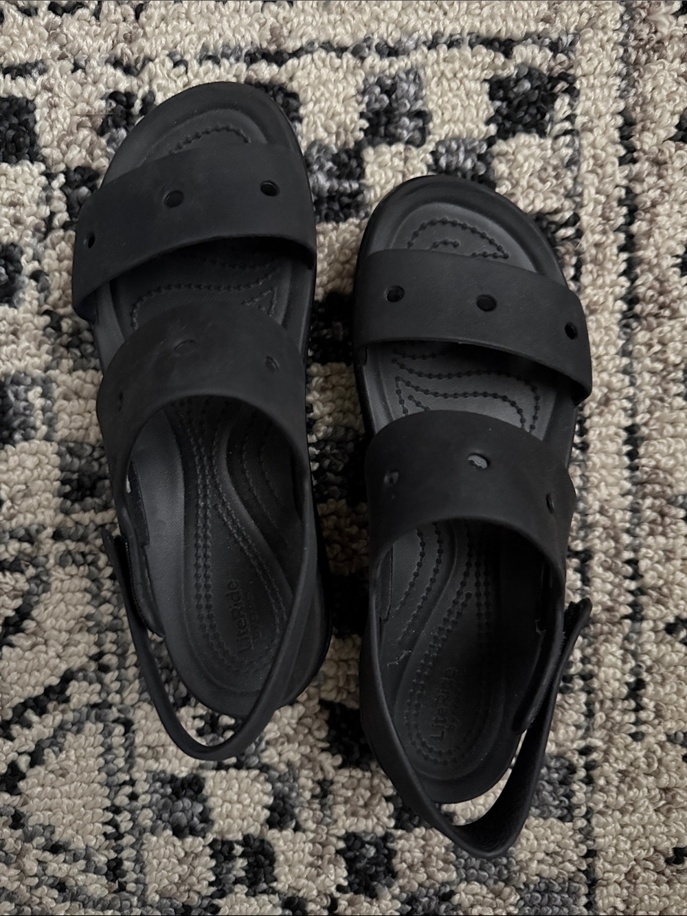CROCS Black Platform Slingback Sandals - Picture 3 of 4